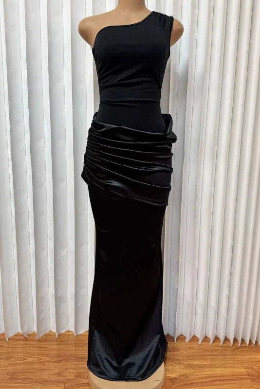 Glorol - Hollow Out Sleeveless Slash Collar Maxi Dress