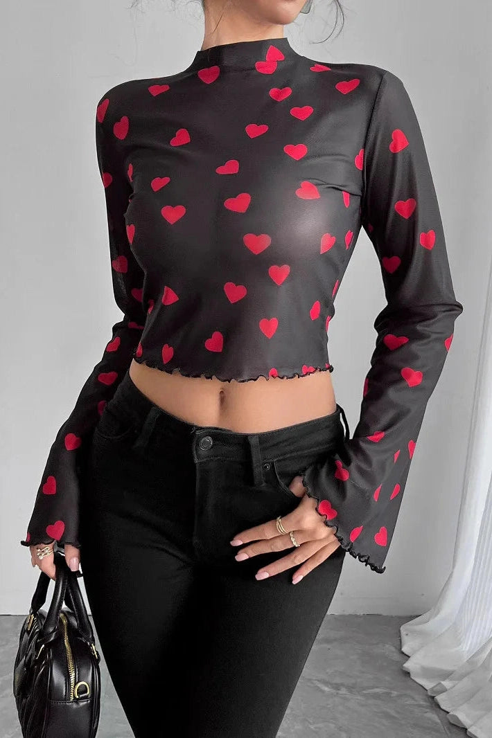 Glorol - Flared Sleeve Printed Top