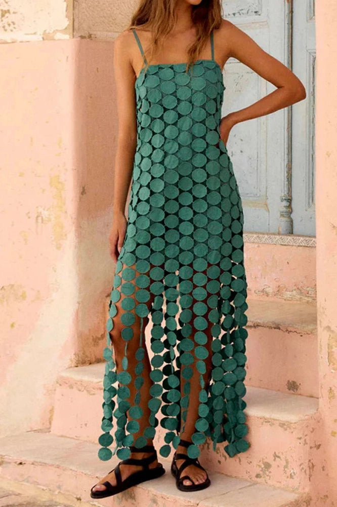 Glorol - Hollow Out Backless Sleeveless Maxi Dress