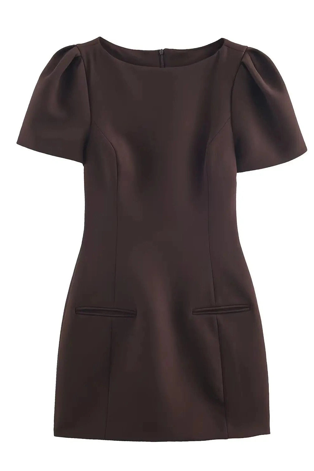 Glorol - Elegant A-Line Pocket Slim High-Waisted Mini Dress