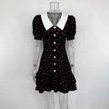 Glorol - Printed Short Sleeve V Neck High Waist Mini Dress