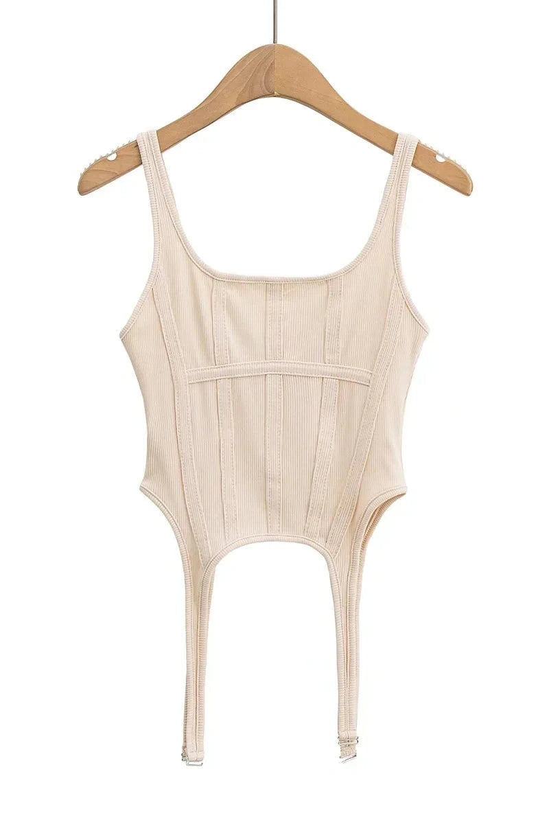 Glorol - Knitted Sleeveless Slim Irregular Top