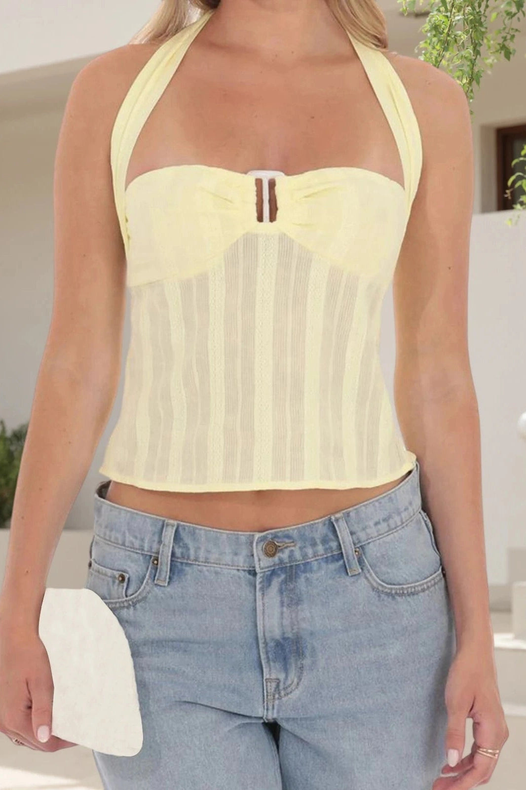 Glorol - Lace Sleeveless Backless Slim Fit Top
