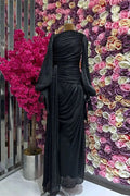 Glorol - Elegant Long Sleeve High Waist Pleated Slim Maxi Dress