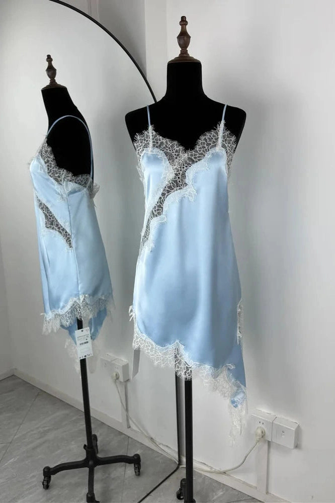 Glorol - Lace Printed V-Neck Patchwork Backless Top