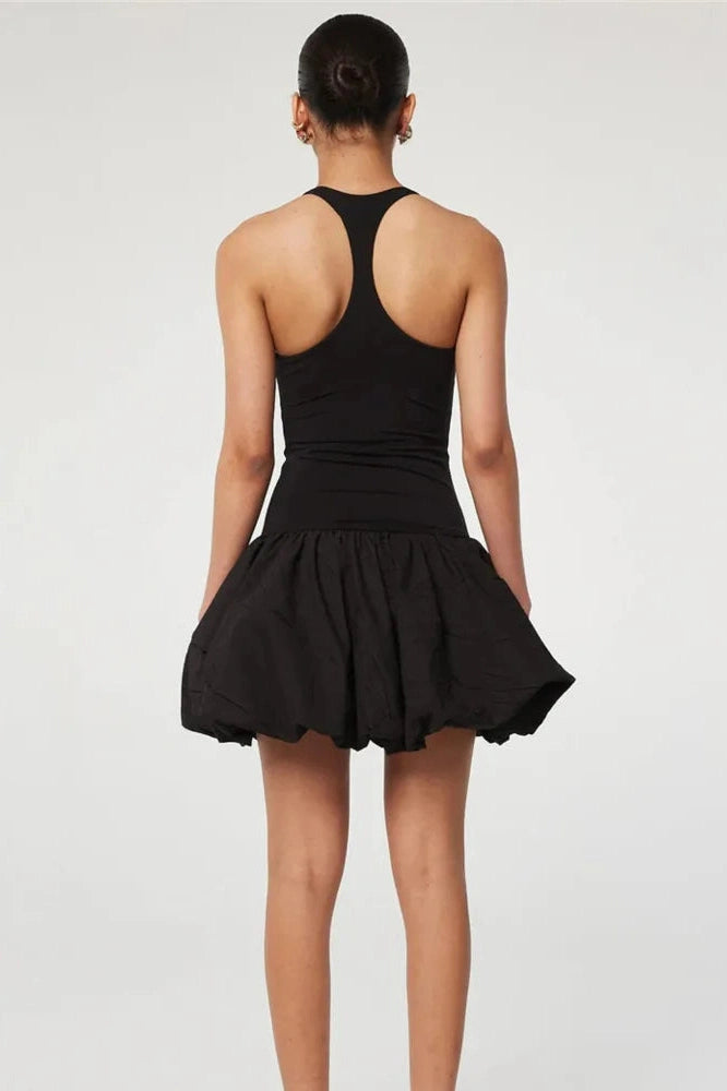 Glorol - Sleeveless Round Neck High Waist Backless A-line Mini Dress