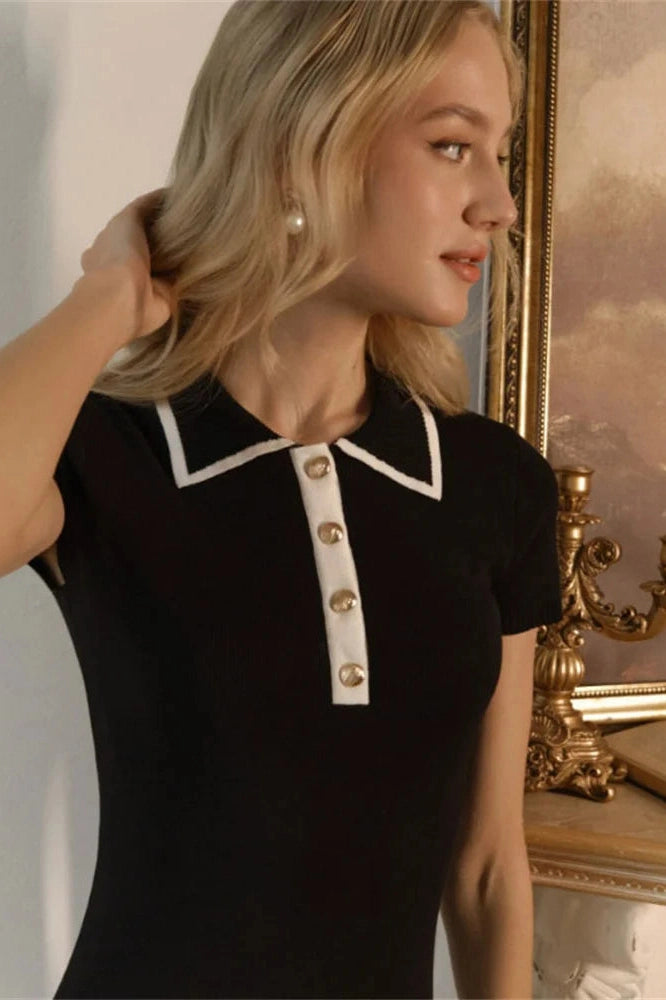 Glorol - Elegant Short Sleeve Bodycon Mini Dress