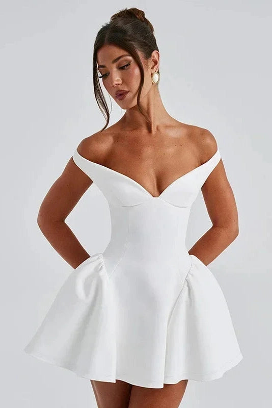 Glorol - Elegant Backless Slim Sleeveless V Neck High Waist Mini Dress