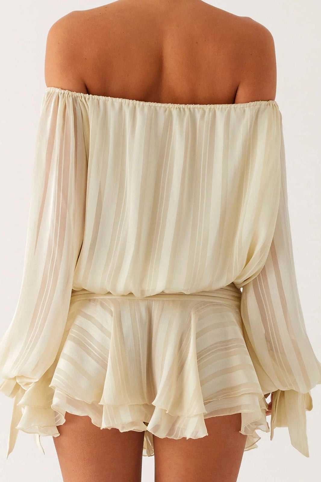 Glorol - Backless Strapless Long Sleeve Mini Dress