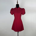 Glorol - Puff Sleeves High Waist Slim Mini Dress
