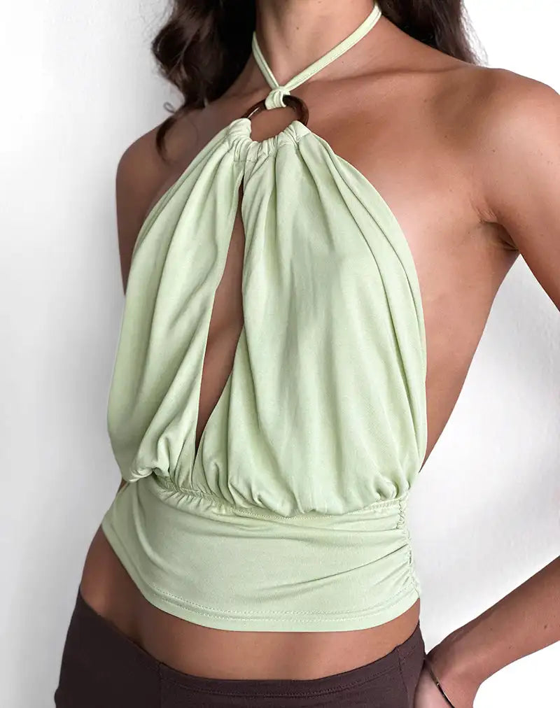 Glorol - Hollow Sleeveless Backless Straps Top