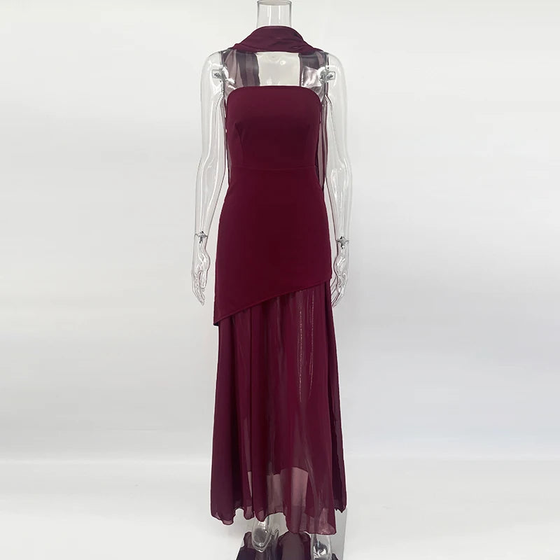 Glorol - Elegant Strapless Sleeveless Maxi Dress