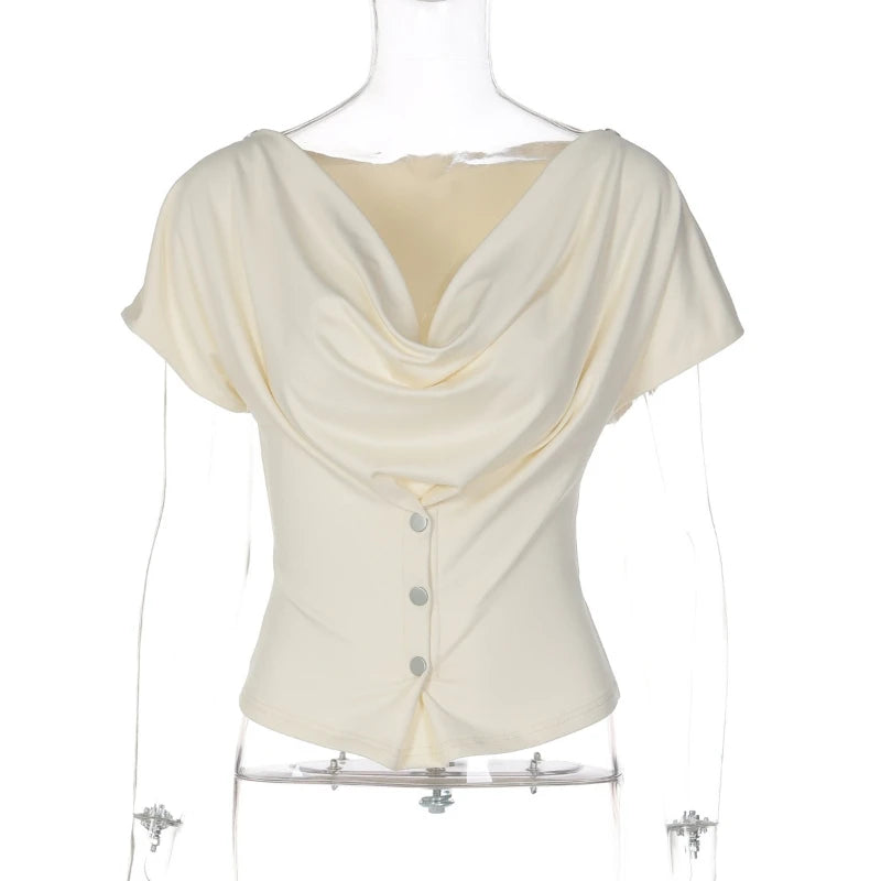 Glorol - Buttoned Irregular Slim Top