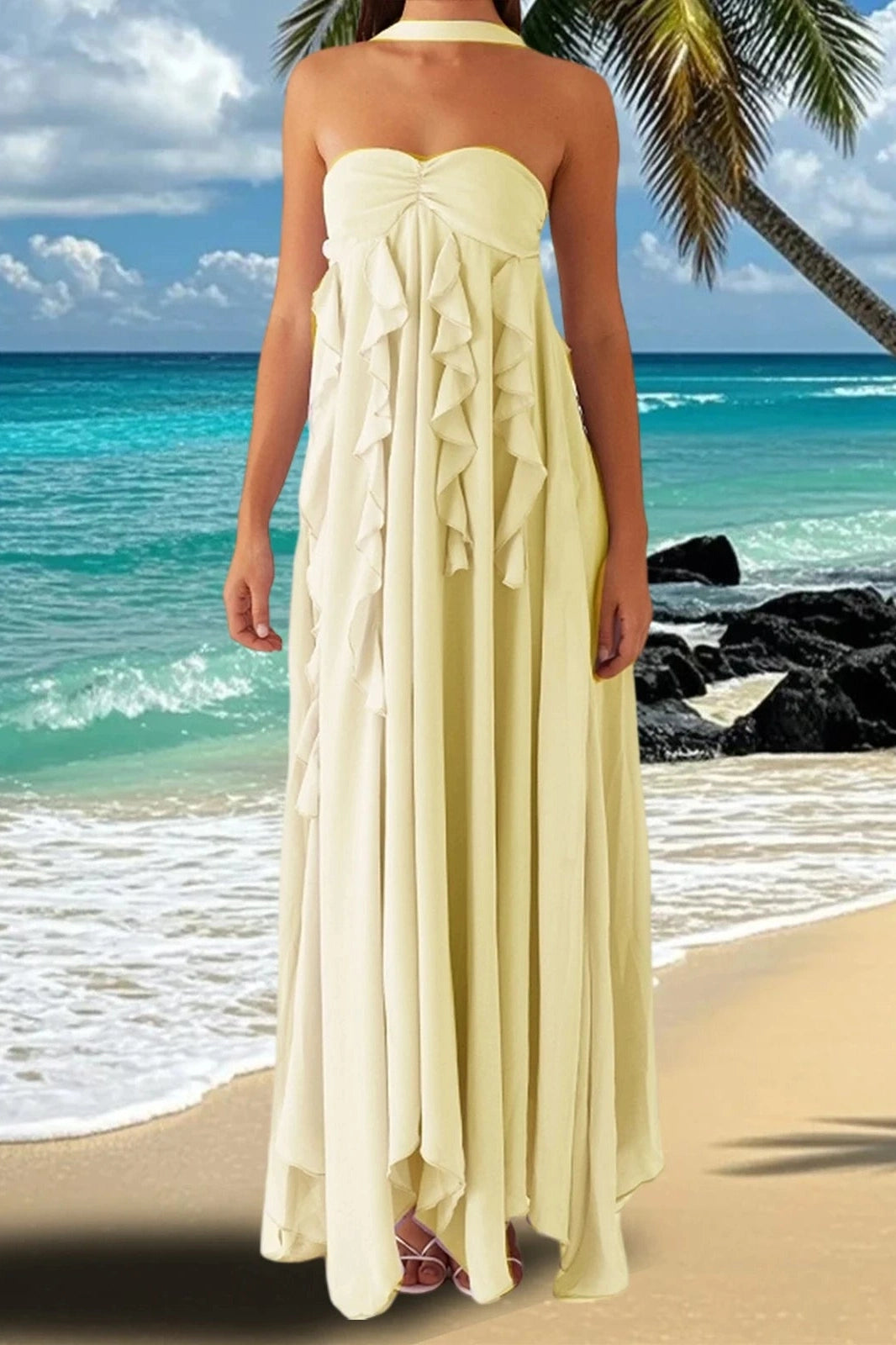Glorol - Elegant Sleeveless Backless A-Line Maxi Dress