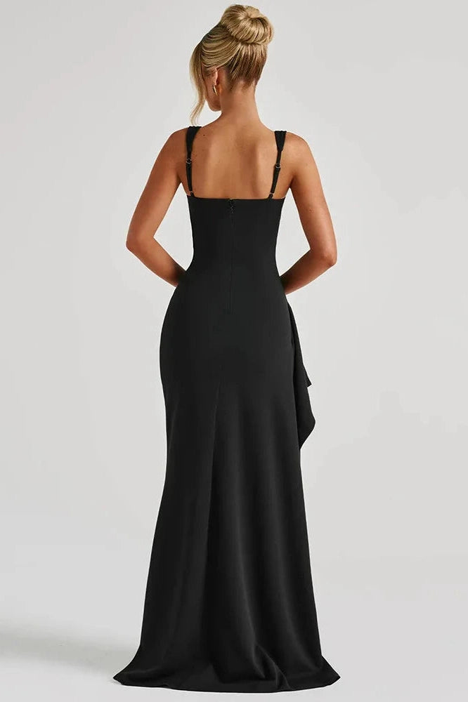 Glorol - Backless Spaghetti Strap Sleeveless High Split Maxi Dress