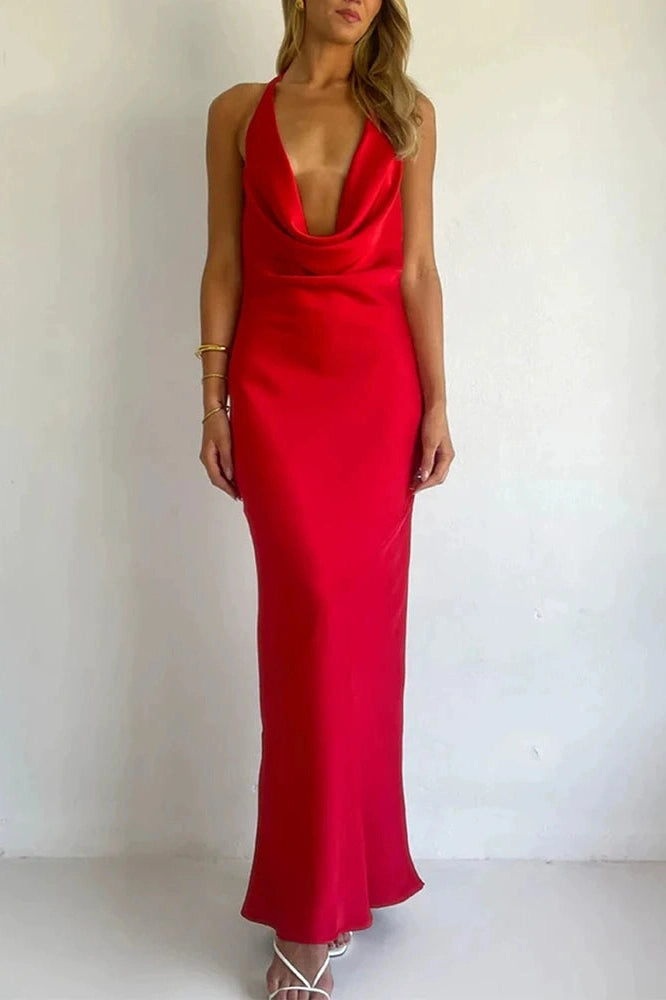 Glorol - Hollow Out Backless High Waist Slim Maxi Dress