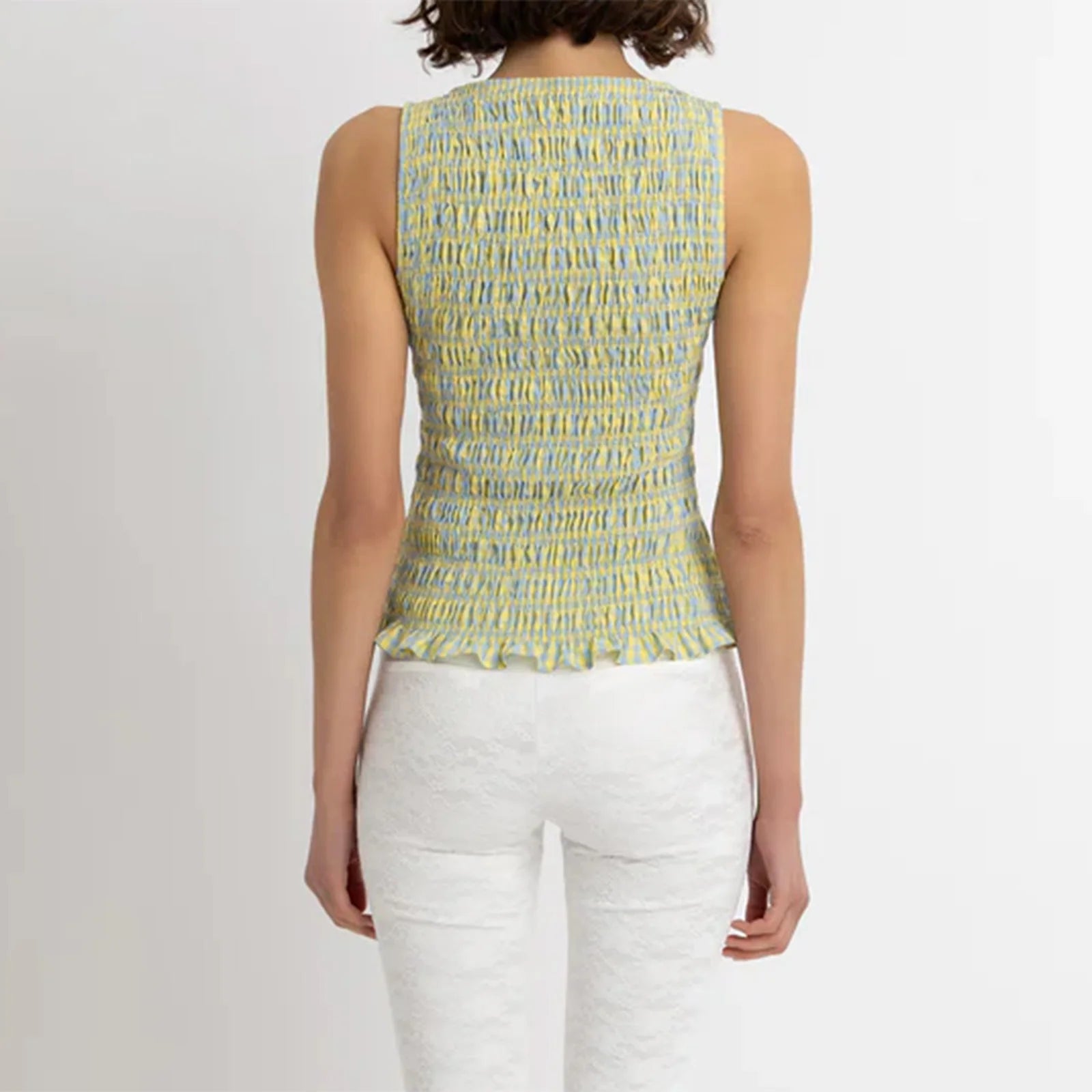 Glorol - Plaid Sleeveless Slim Fit Top