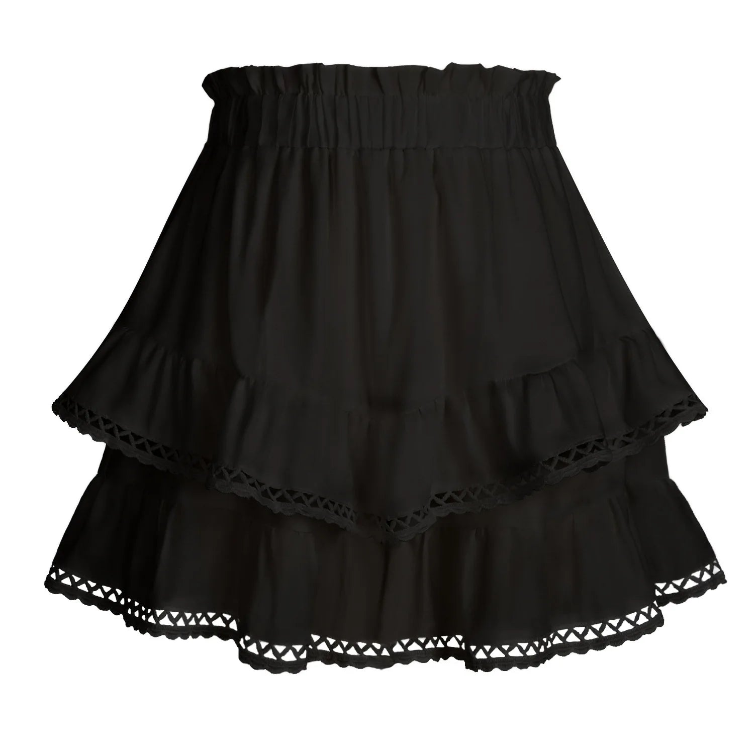 Glorol - Slim Fit Lace Pleated Layered Skirt
