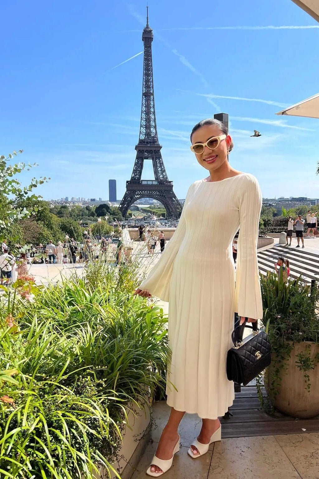 Glorol - Backless Lace-Up Patchwork Slim High Waist Maxi Dress