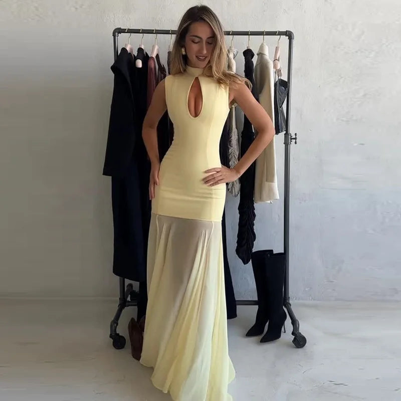 Glorol - Hollow Out Sleeveless Slim Maxi Dress