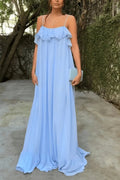 Glorol - Elegant Hollow Out Sleeveless Spaghetti Strap Maxi Dress