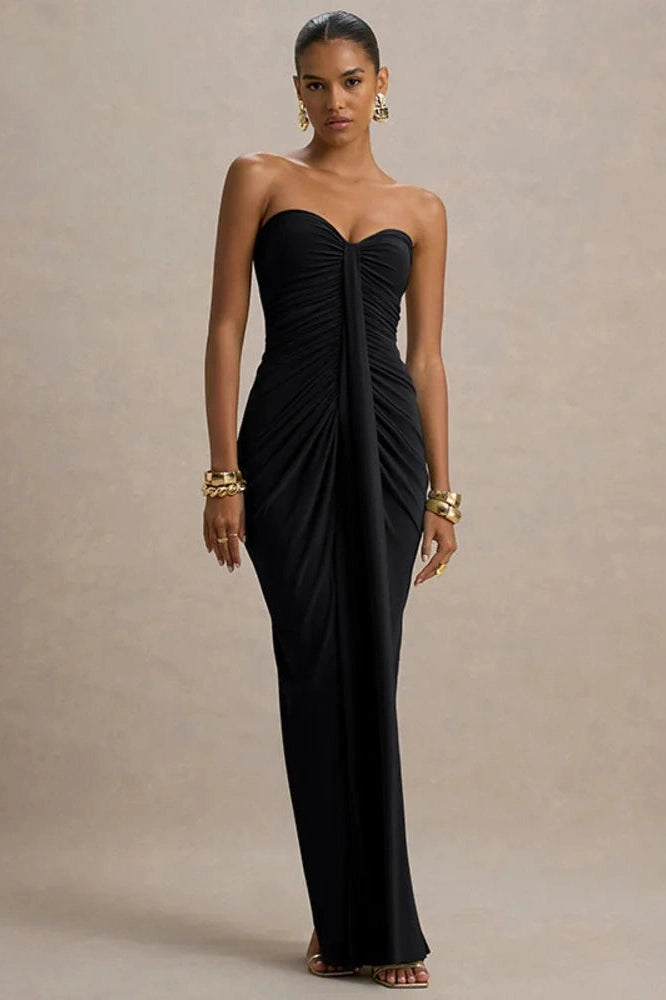 Glorol - Off-Shoulder Strapless Sleeveless Backless Bodycon Maxi Dress