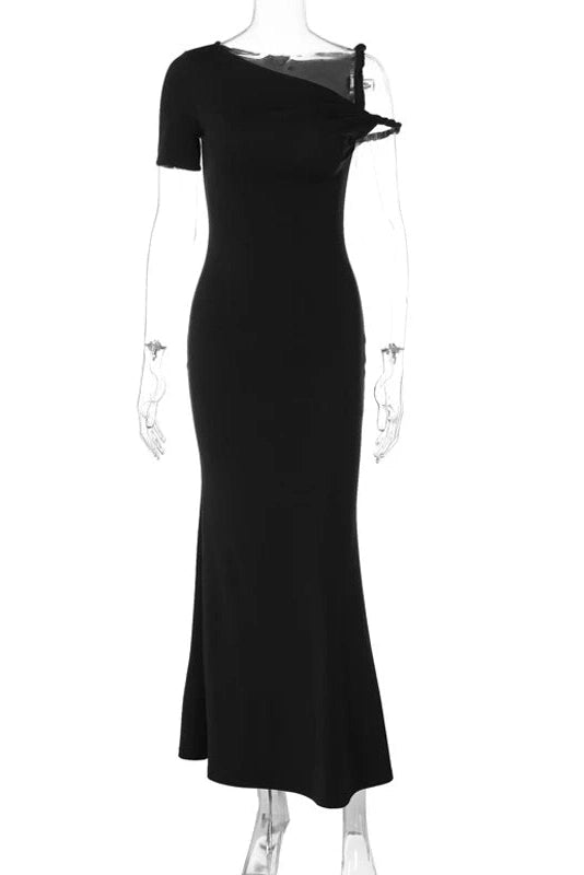 Glorol - One Shoulder Slim High Waist Sleeveless Bodycon Mini Dress