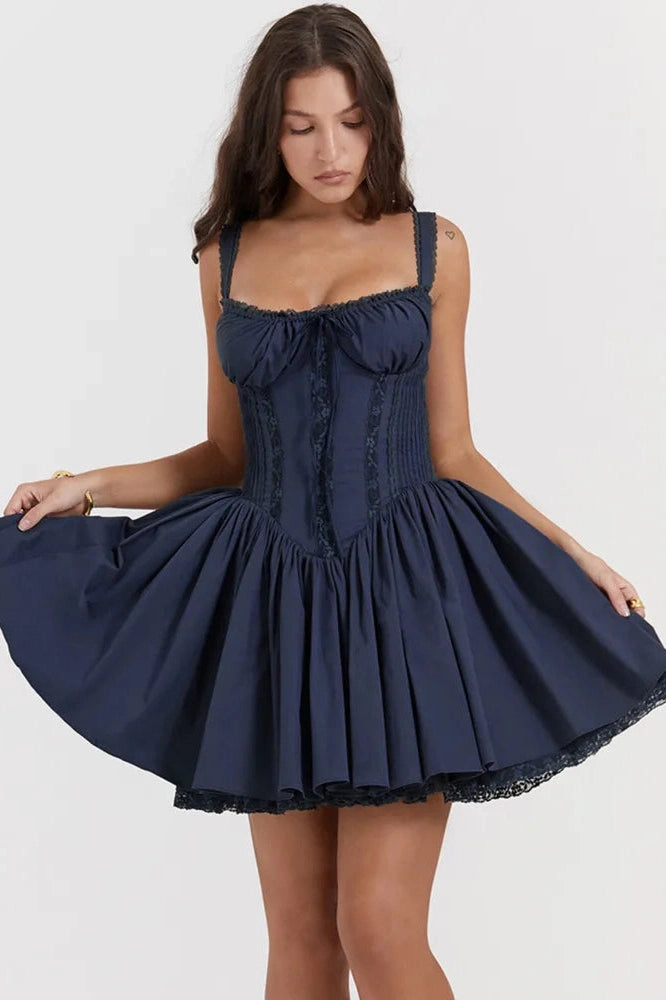 Glorol - Elegant Spaghetti Strap Strapless Backless A-line Mini Dress