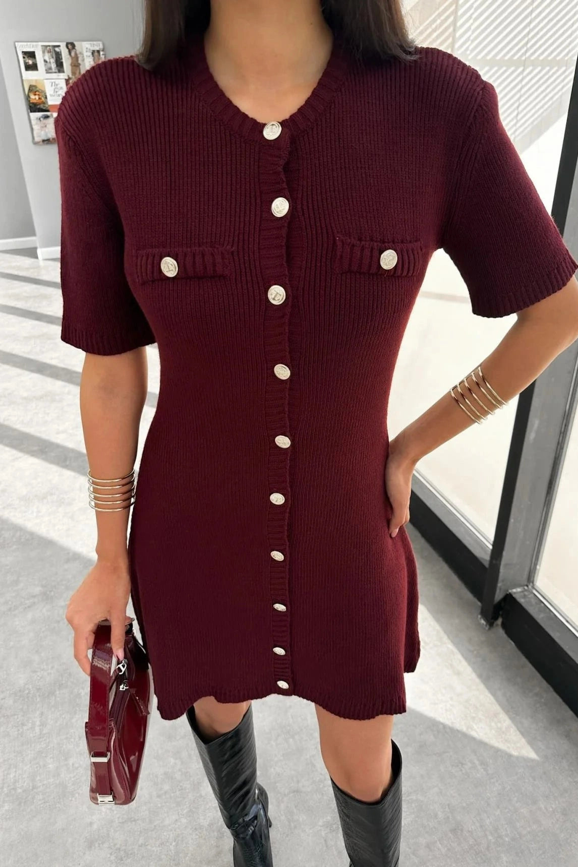 Glorol - Short Sleeve Patchwork Loose Mini Dress