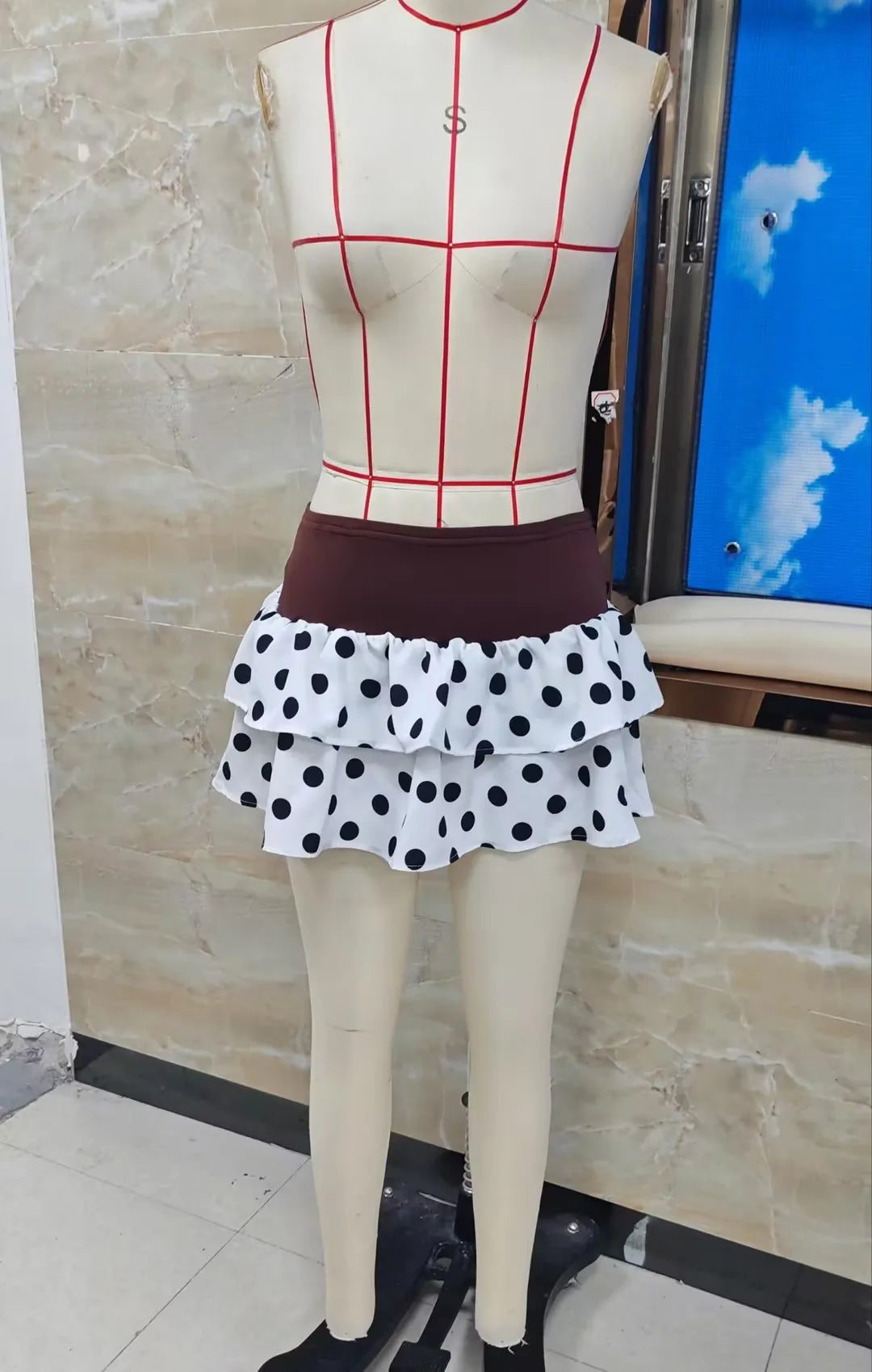 Glorol - Polka Dot Low Rise Print Skirt