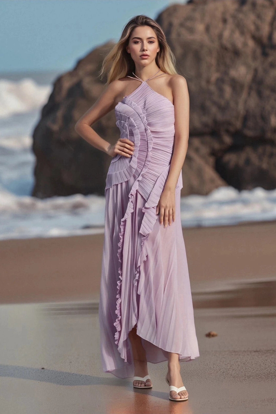 Glorol - Elegant Sleeveless A-Line Maxi Dress