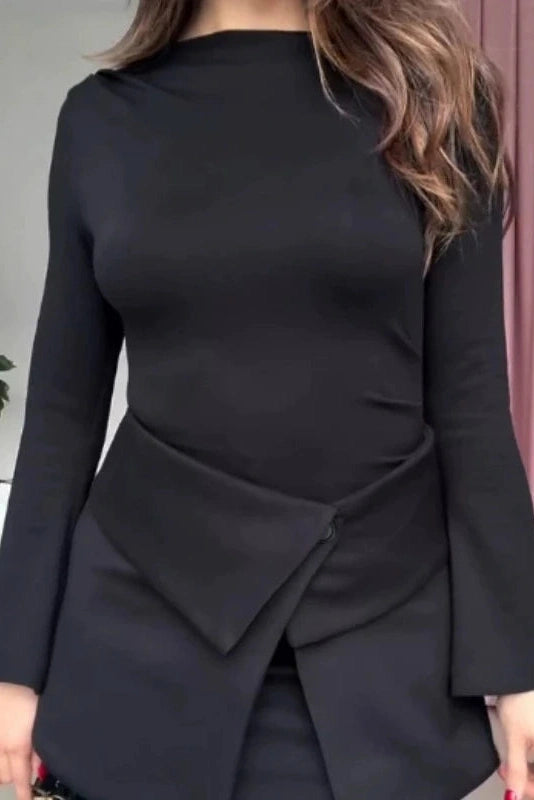 Glorol - Slim O-Neck Bodycon Long Sleeve Mini Dress