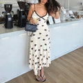 Glorol - Printed V-Neck Sleeveless Patchwork Maxi Dress