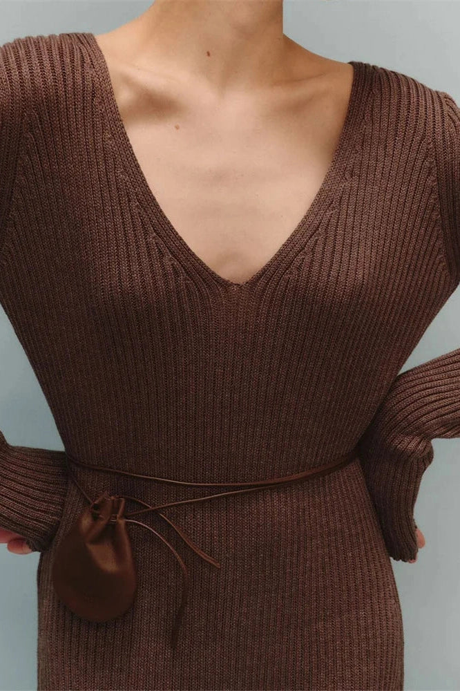 V-Neck Patchwork High Waist Maxi Dress