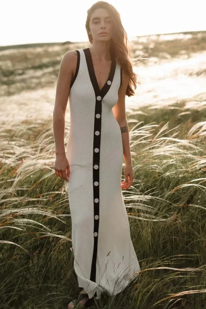 V-Neck Sleeveless Maxi Dress
