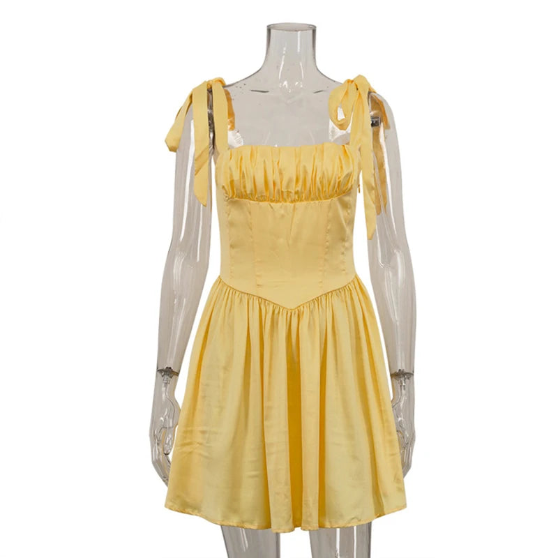 Glorol - Sleeveless Lace Up Strapless A-Line Mini Dress
