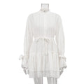 Glorol - Hollow Out Lace-Up Single-Breasted Mini Dress