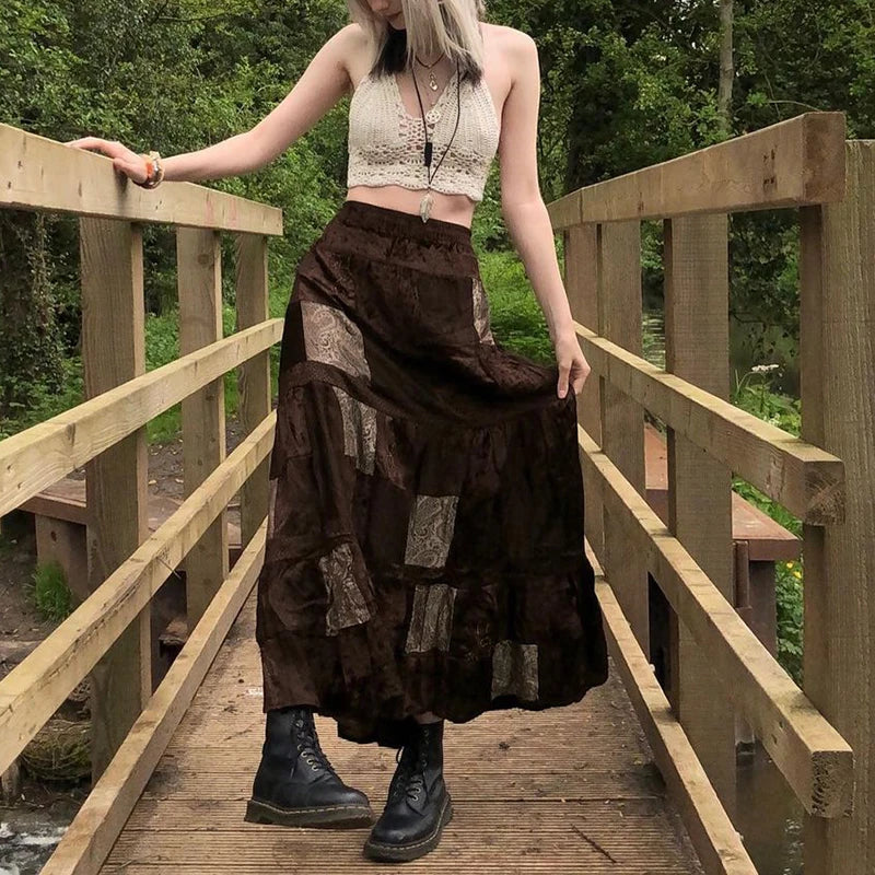 Glorol - Printed Fairycore Retro Pleated Skirt