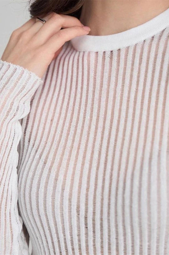 Glorol - See-Through Slim Long Sleeve Top