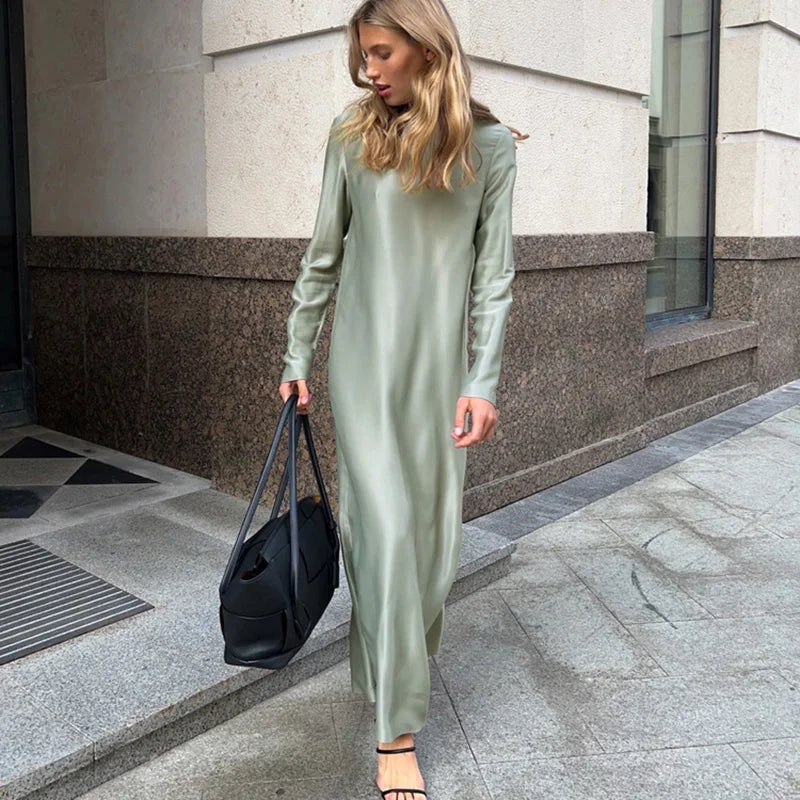 Glorol - Patchwork High Waist Split Maxi Dress