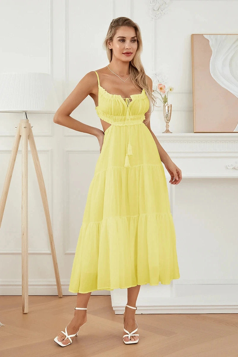 Glorol - Elegant Sleeveless High Waist Midi Dress