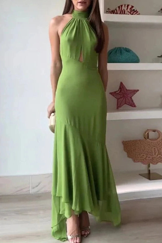 Glorol - Elegant Hollow Out Sleeveless Slim  Backless Maxi Dress