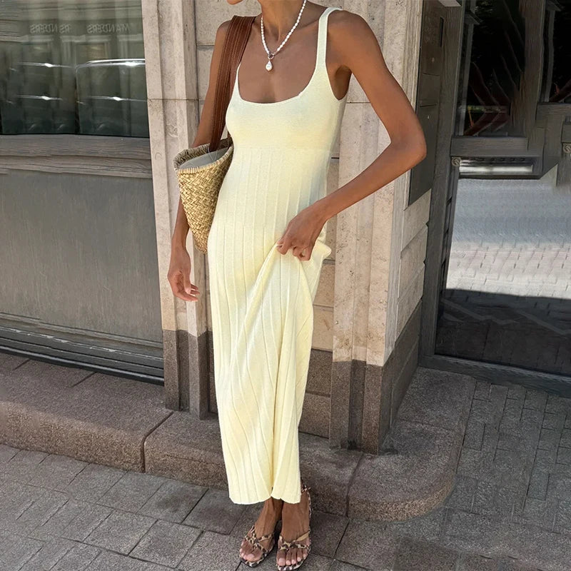 Glorol - Knitted Sleeveless Slim Maxi Dress