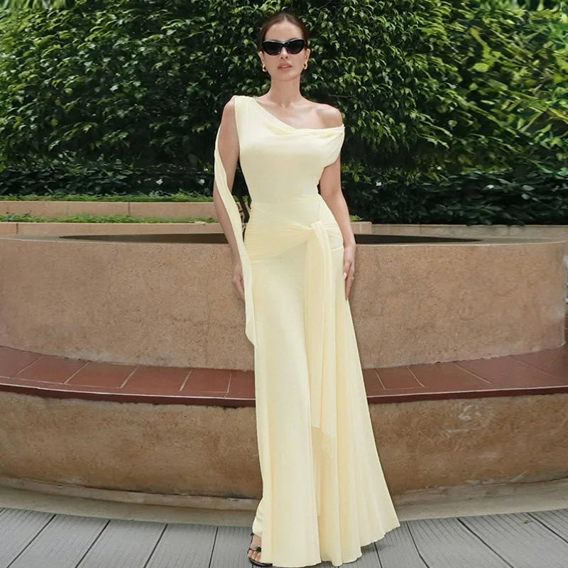 Glorol - Backless Bodycon Lace Up Sleeveless Maxi Dress