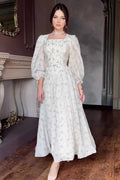 Glorol - Printed Lace-Up Slim Patchwork Maxi Dress