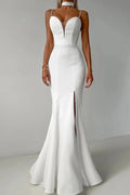 Glorol - Hollow Out V-Neck Pleated High Waist Slim Maxi Dress