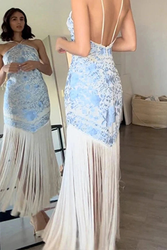 Glorol - Elegant High Waist Backless Maxi Dress