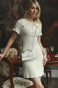 Glorol - Single Breasted Short Sleeve High Waist Mini Dress