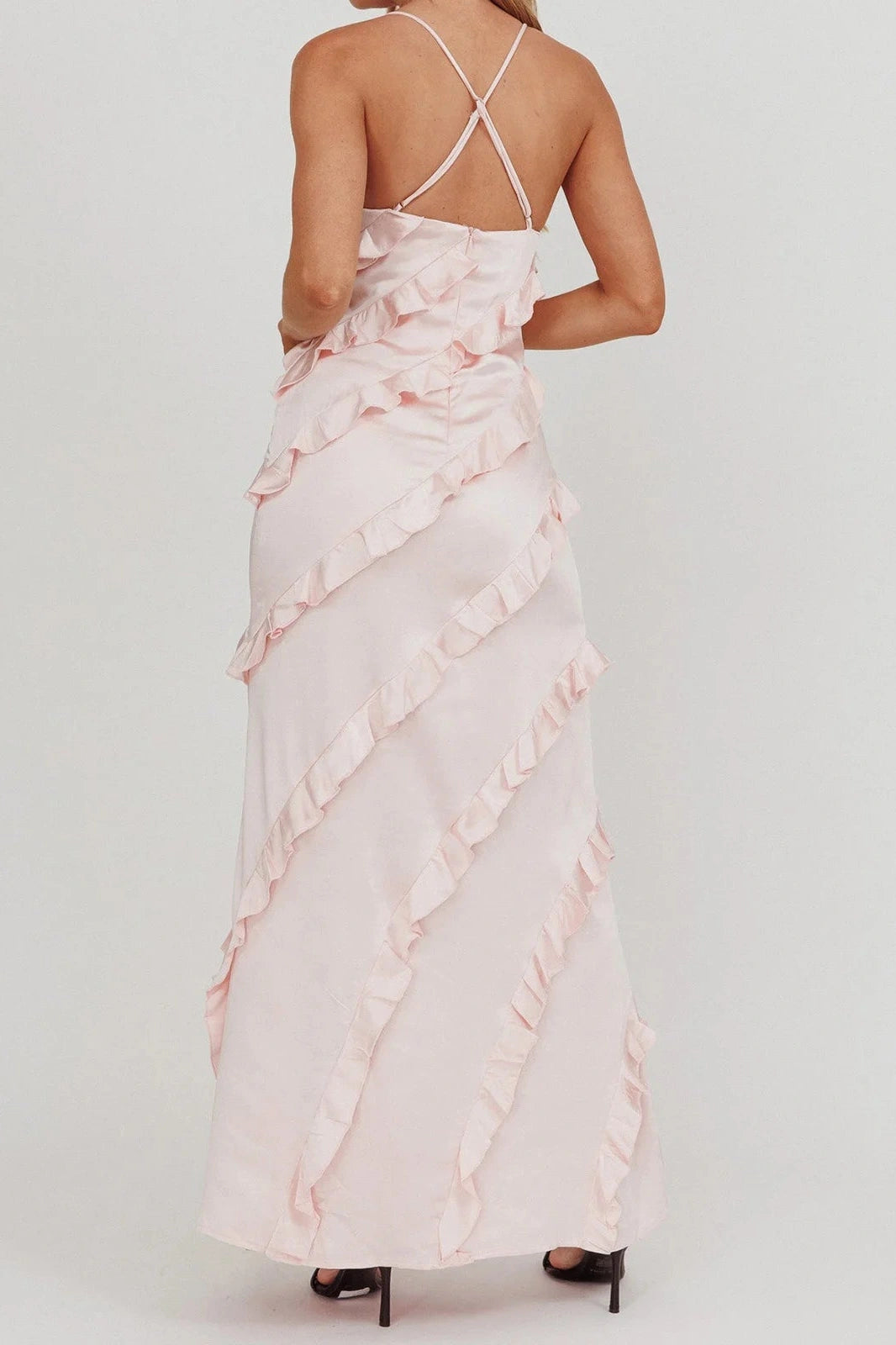 Glorol - Sleeveless Spaghetti Strap Maxi Dress