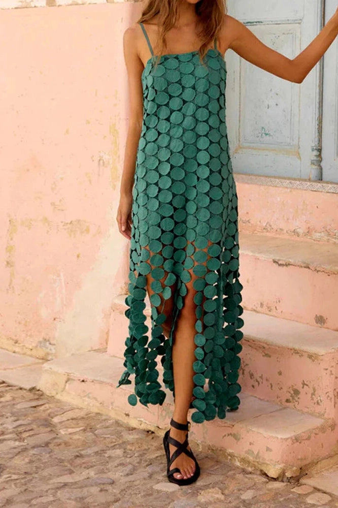 Glorol - Hollow Out Backless Sleeveless Maxi Dress